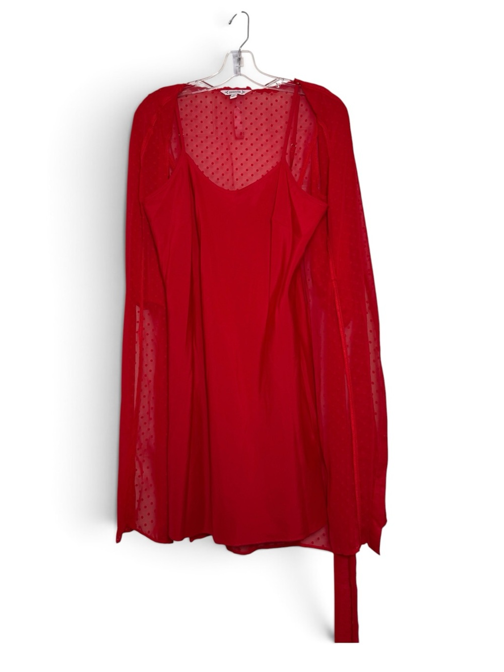 Nanette Lepore Red Swiss Dot Sheer Sleeve Belted Dress Size 6 Romantic Coquette - Picture 8 of 10